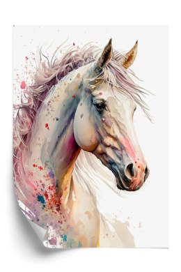 Plakat Malowany Portret Konia W Białym Kolorze