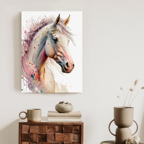 Plakat Malowany Portret Konia W Białym Kolorze