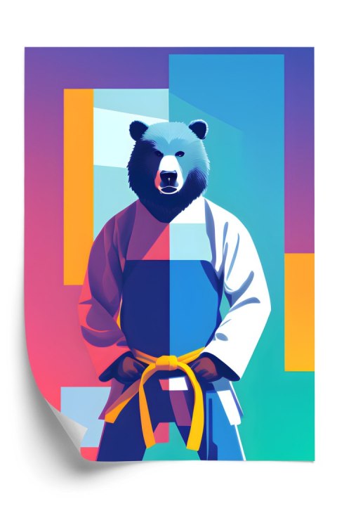 Plakat Miś W Ubraniu Karate