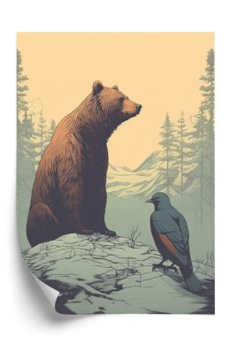 Plakat Niedźwiedź Brunatny Na Tle Śnieżnych Wzgórz