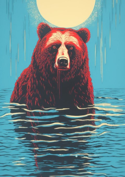 Plakat Niedźwiedź Brunatny W Wodzie