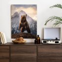 Plakat Niedźwiedź Grizzly Na Śnieżnym Paśmie Górskim