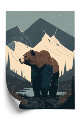 Plakat Niedźwiedź W Górach Na Ilustracji