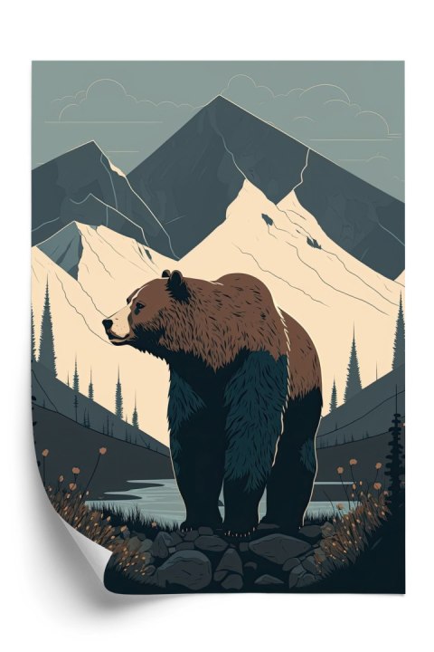 Plakat Niedźwiedź W Górach Na Ilustracji