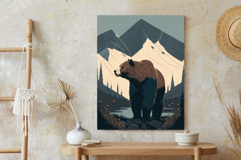 Plakat Niedźwiedź W Górach Na Ilustracji