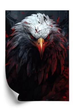 Plakat Orzeł Z Czerwonymi I Czarnymi Piórami Z Groźnym Spojrzeniem