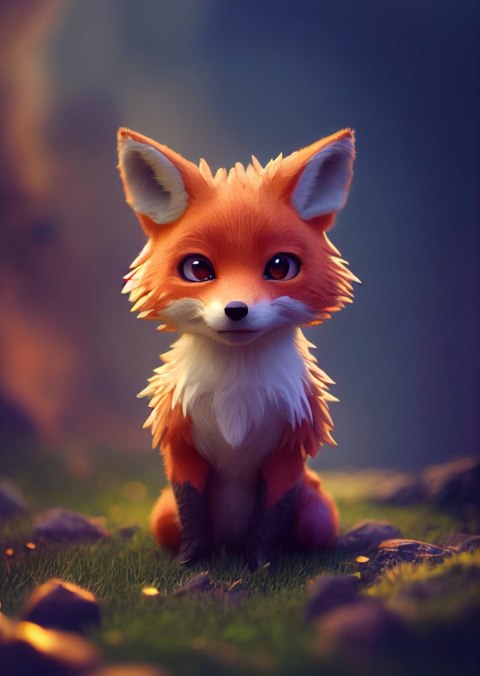 Plakat Portrait Of A Cute Baby Fox