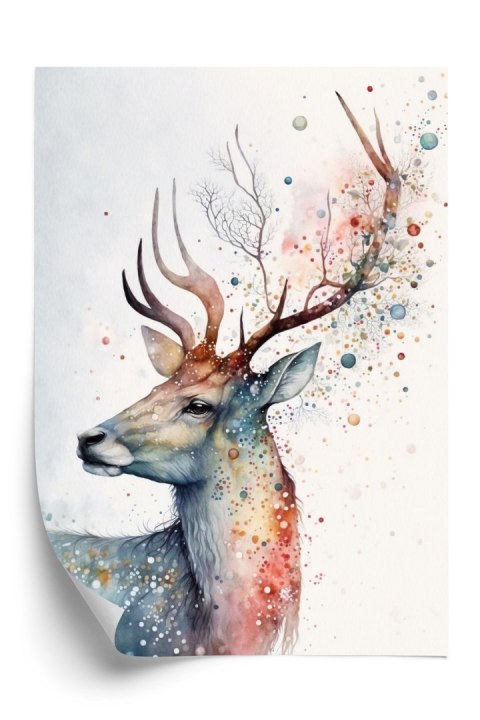 Plakat Portret Jelenia Malowany Farbami