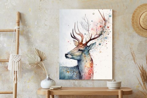 Plakat Portret Jelenia Malowany Farbami