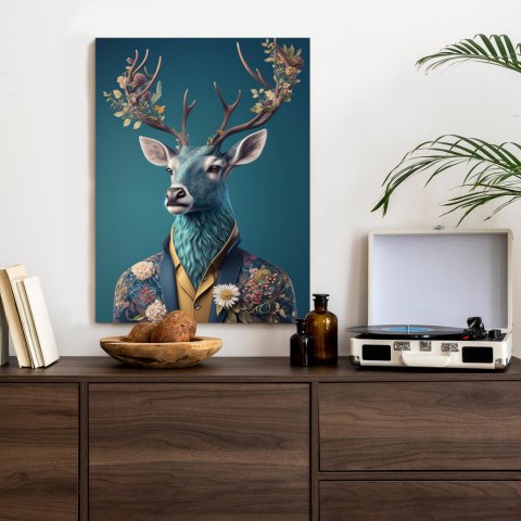 Plakat Portret Jelenia W Ubraniu W Kwiaty