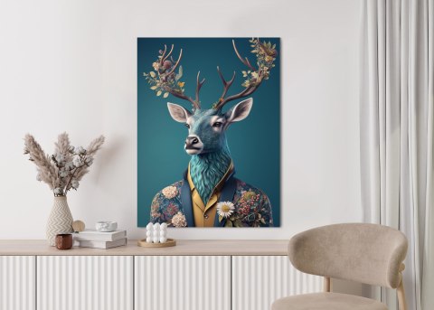 Plakat Portret Jelenia W Ubraniu W Kwiaty