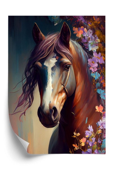 Plakat Portret Konia W Kwiatach