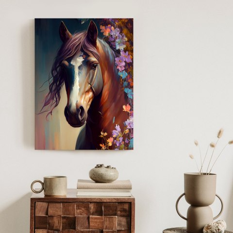 Plakat Portret Konia W Kwiatach