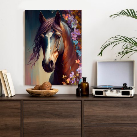 Plakat Portret Konia W Kwiatach