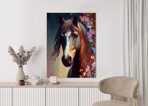 Plakat Portret Konia W Kwiatach