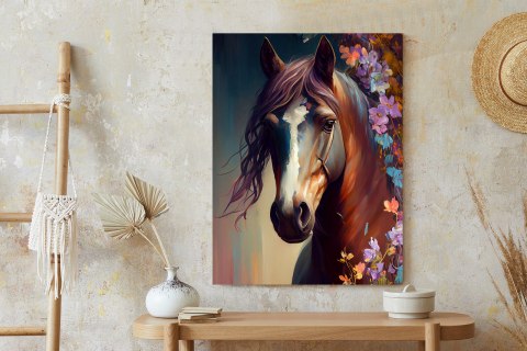 Plakat Portret Konia W Kwiatach