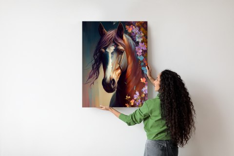 Plakat Portret Konia W Kwiatach