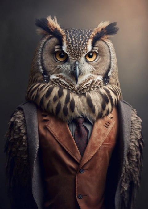 Plakat Portret Sowy W Ubraniu Historycznym