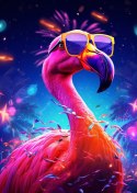 Plakat Różowy Flaming W Okularach Na Fioletowym Tle