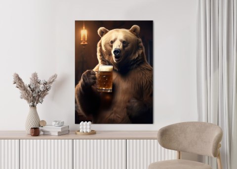 Plakat Śmieszny Słodki Miś Z Kuflem Piwa