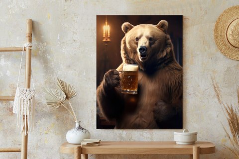 Plakat Śmieszny Słodki Miś Z Kuflem Piwa