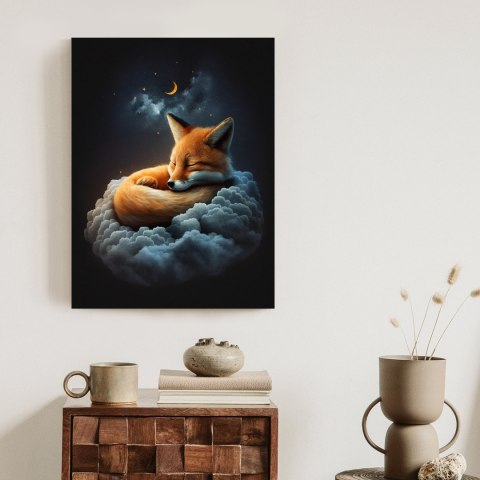 Plakat Śpiący Lisek Na Chmurce