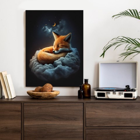 Plakat Śpiący Lisek Na Chmurce