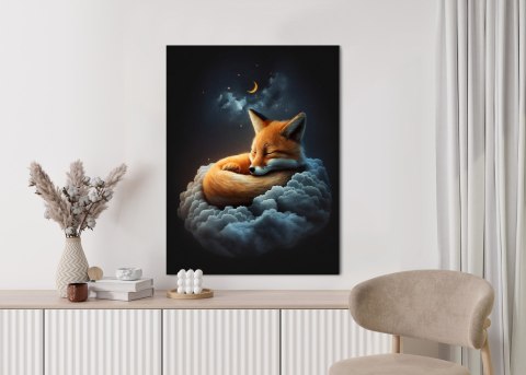Plakat Śpiący Lisek Na Chmurce