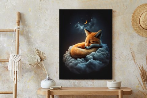 Plakat Śpiący Lisek Na Chmurce