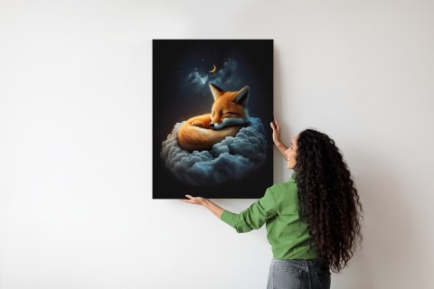 Plakat Śpiący Lisek Na Chmurce