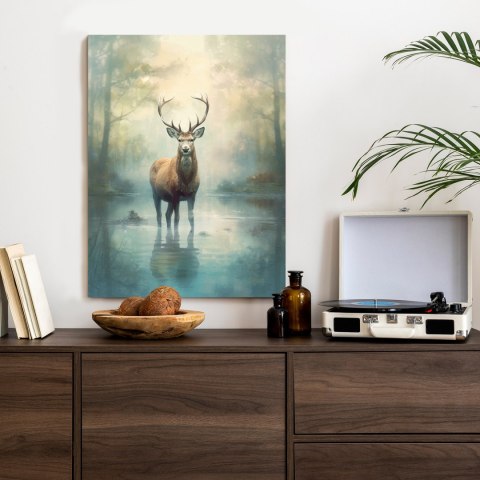 Plakat Spokojny I Pełen Wdzięku Stojący Jeleń