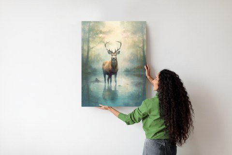 Plakat Spokojny I Pełen Wdzięku Stojący Jeleń