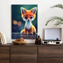 Plakat Tiny Cute Adorable Fox In An Autumn Oak Forest, Intricate Details. Cartoon Big Eyed Close Up Portrait. Soft Cinematic Lig