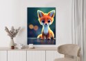 Plakat Tiny Cute Adorable Fox In An Autumn Oak Forest, Intricate Details. Cartoon Big Eyed Close Up Portrait. Soft Cinematic Lig