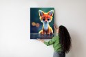 Plakat Tiny Cute Adorable Fox In An Autumn Oak Forest, Intricate Details. Cartoon Big Eyed Close Up Portrait. Soft Cinematic Lig