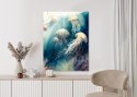 Plakat Akwarelowe Meduzy W Głębi Oceanu