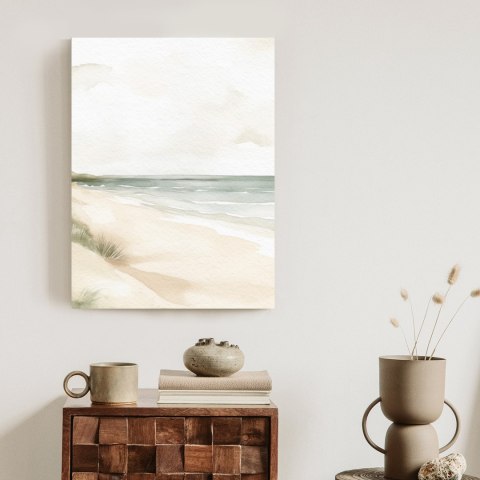 Plakat Akwarelowy Krajobraz Z Plażą I Morzem