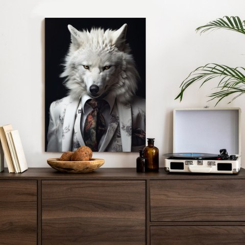 Plakat Biały Wilk W Srebrnym Garniturze