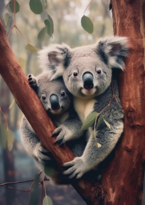 Plakat Dwa Misie Koala Na Gałęzi