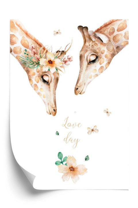 Plakat Dwie Żyrafy Patrzące W Dół