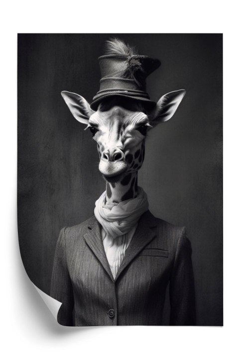 Plakat Elegancka Żyrafa W Ubraniu I Kapeluszu