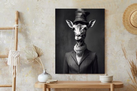 Plakat Elegancka Żyrafa W Ubraniu I Kapeluszu