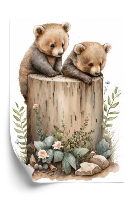 Plakat Ilustracja Z Niedźwiadkami