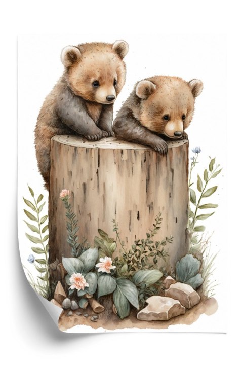 Plakat Ilustracja Z Niedźwiadkami