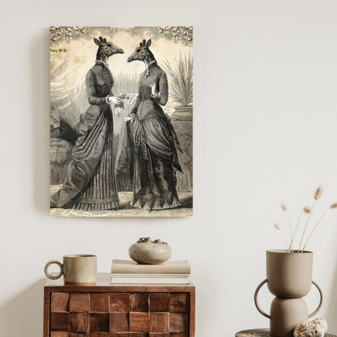 Plakat Ilustracja Z Żyrafami Vintage