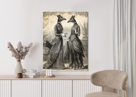 Plakat Ilustracja Z Żyrafami Vintage