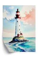 Plakat Latarnia I Akwarelowy Morski Krajobraz