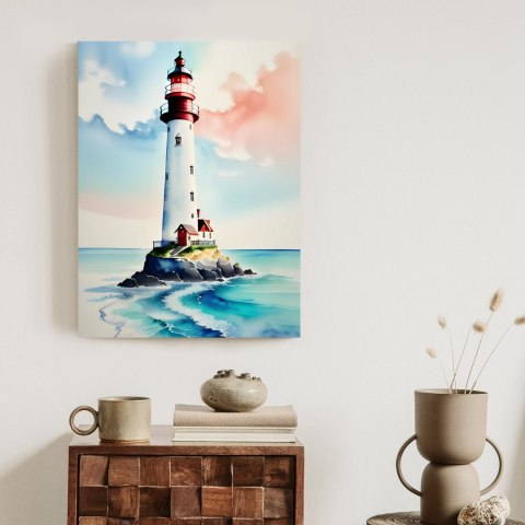 Plakat Latarnia I Akwarelowy Morski Krajobraz