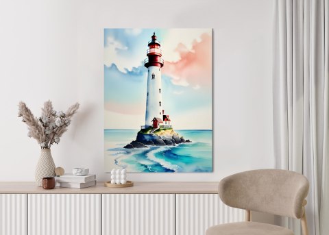 Plakat Latarnia I Akwarelowy Morski Krajobraz