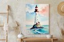 Plakat Latarnia I Akwarelowy Morski Krajobraz